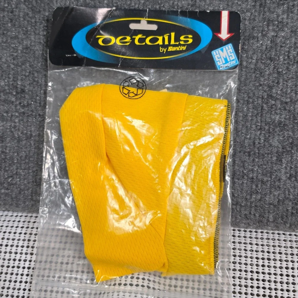Vintage Santini Classic Head Sweat Headband NOS Made in Italy Yellow Cycling